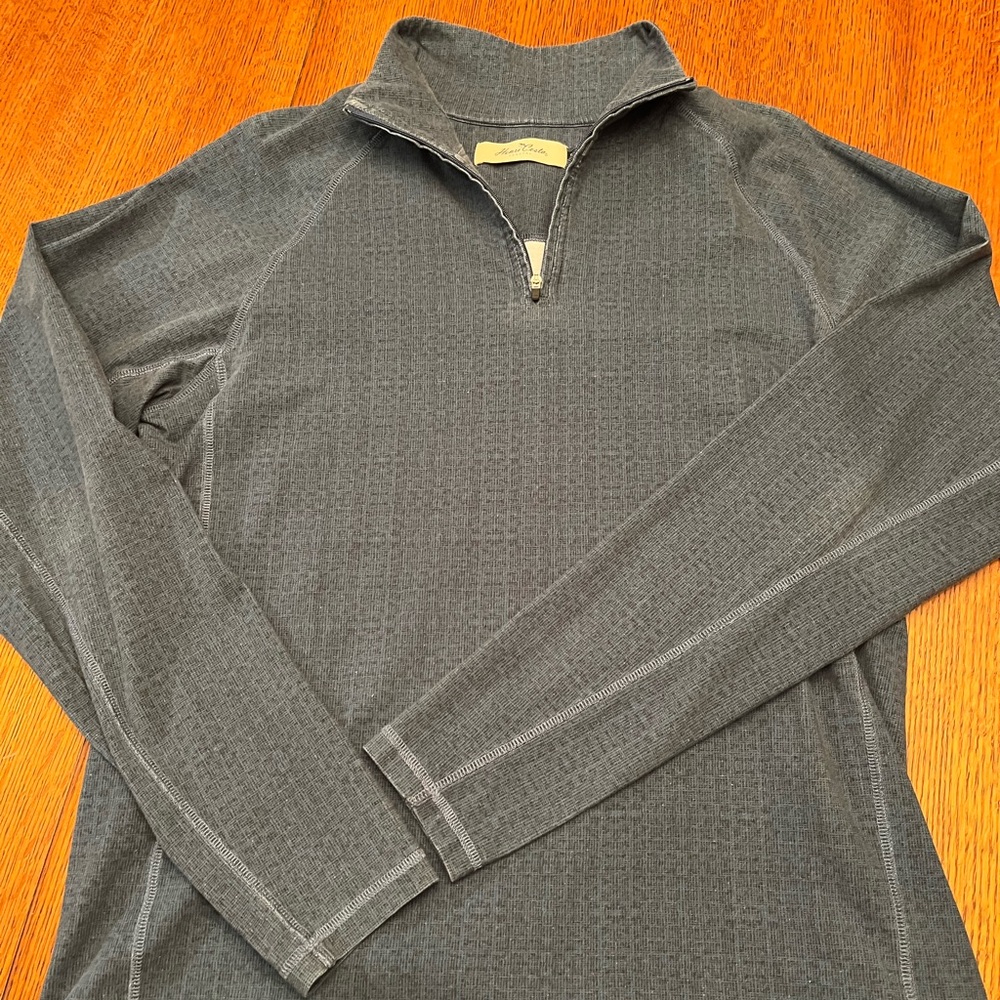 Henri Costa Coastal Blue and Black Patterned Pullover, EUC, size large